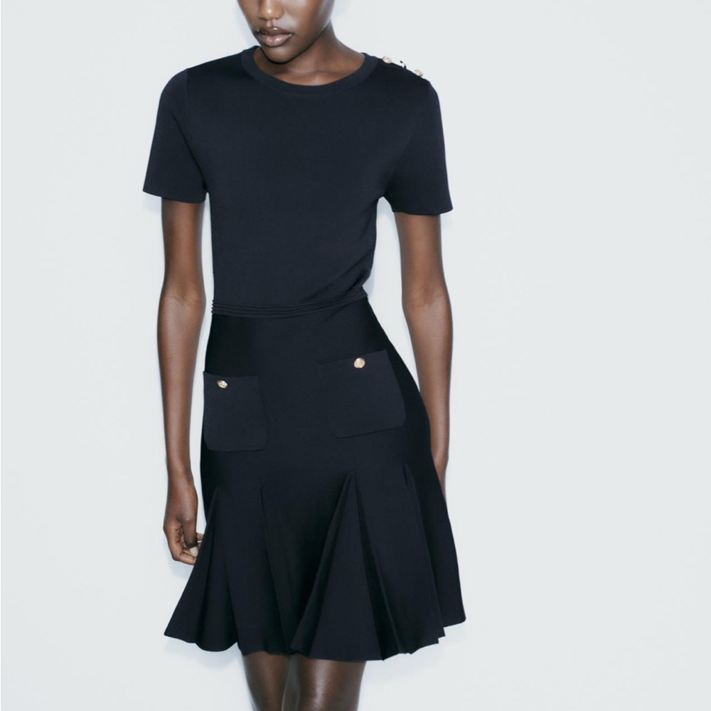NWOT Zara Box Pleat Mini Dress